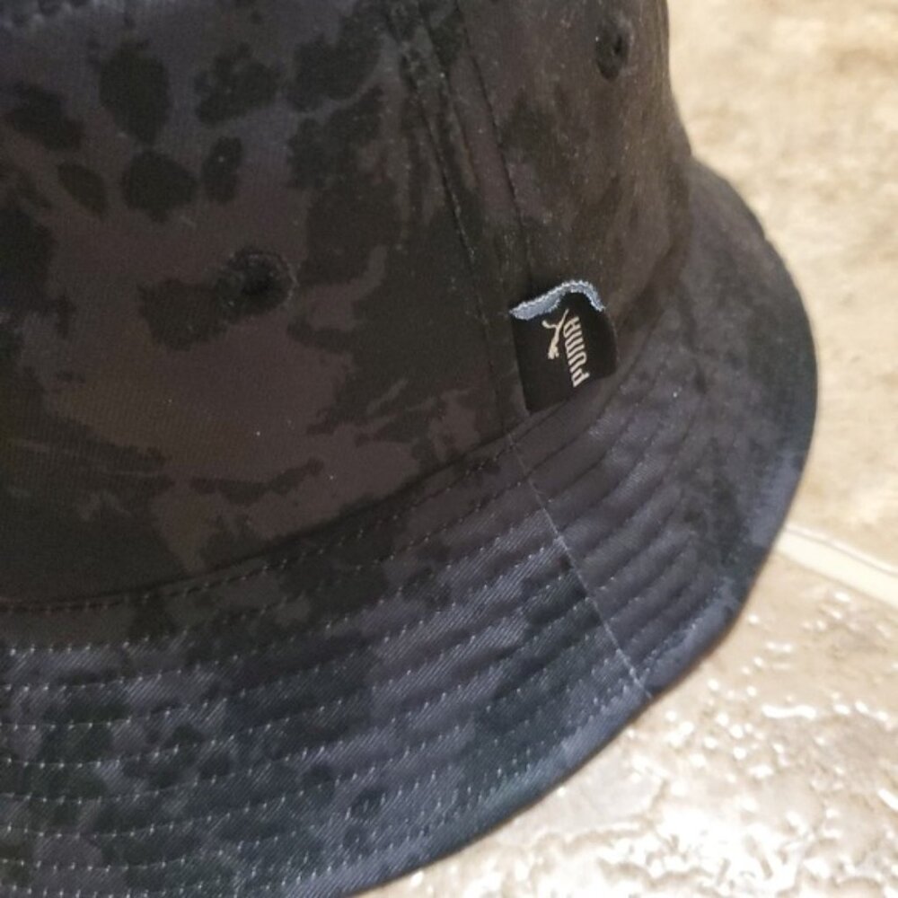 Puma Bucket Hat Y2K Unisex Black Grey Space Dye Nylon OS - Picture 4 of 9